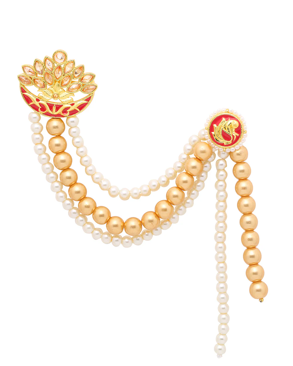 Apsara Groom Pearl Enameled Brooch - Image 2