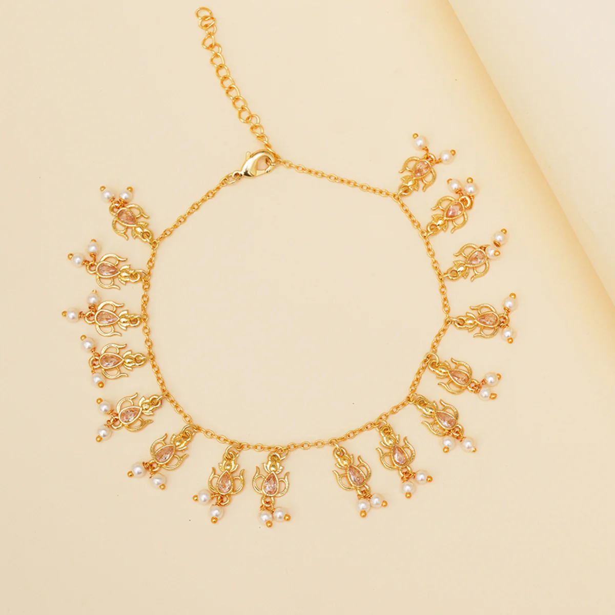 Apsara Lotus Motifs Delicate Anklet
