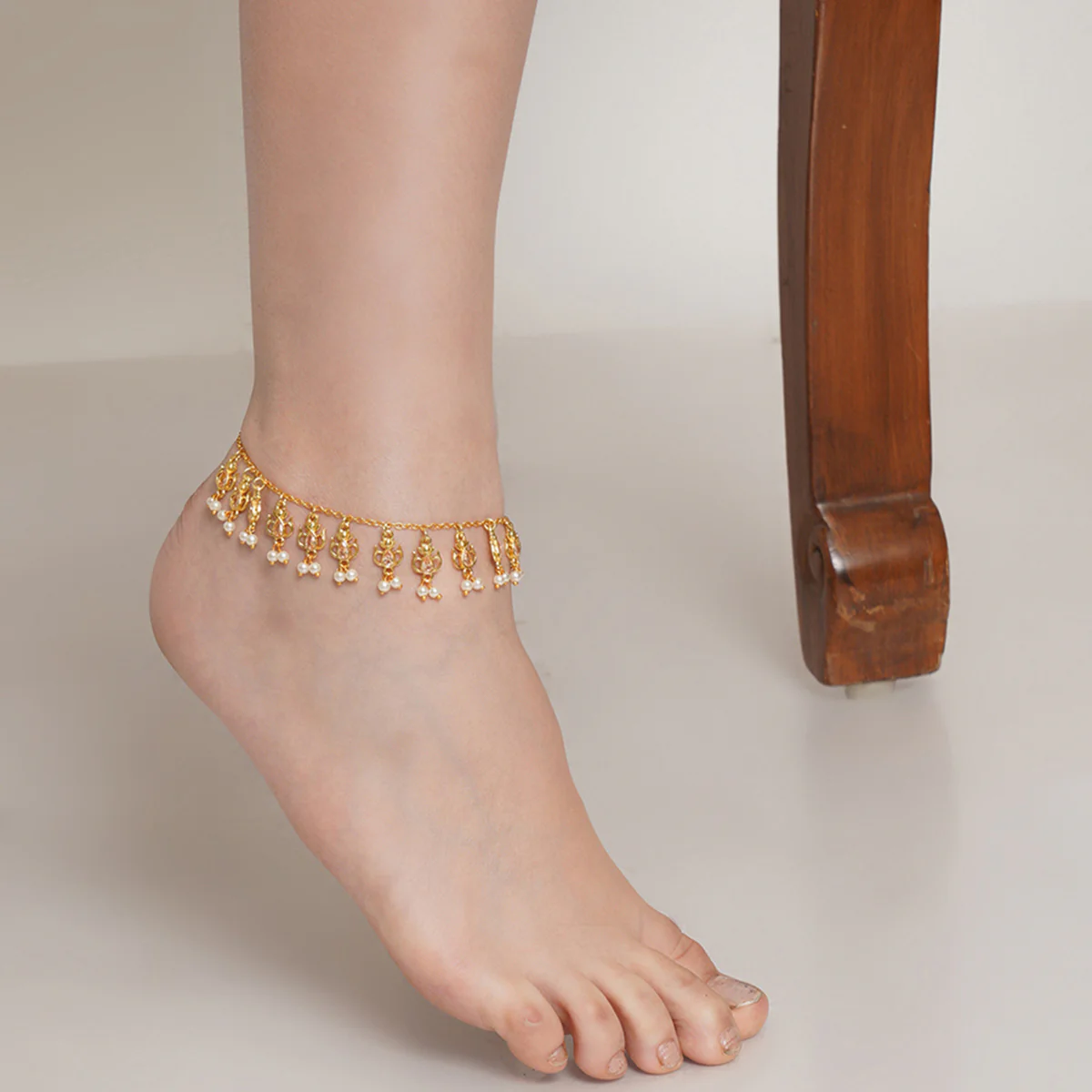 Apsara Lotus Motifs Delicate Anklet - Image 2