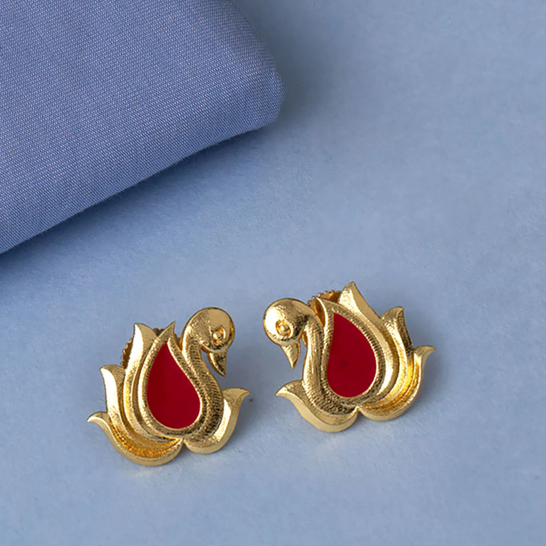 Apsara Peacock Motif Stud Earrings