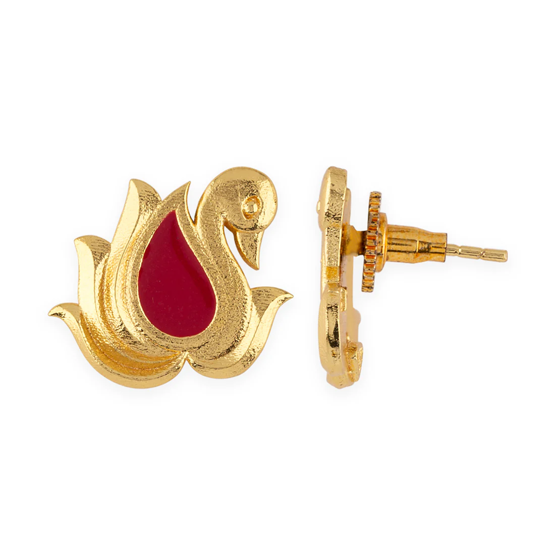 Apsara Peacock Motif Stud Earrings - Image 4