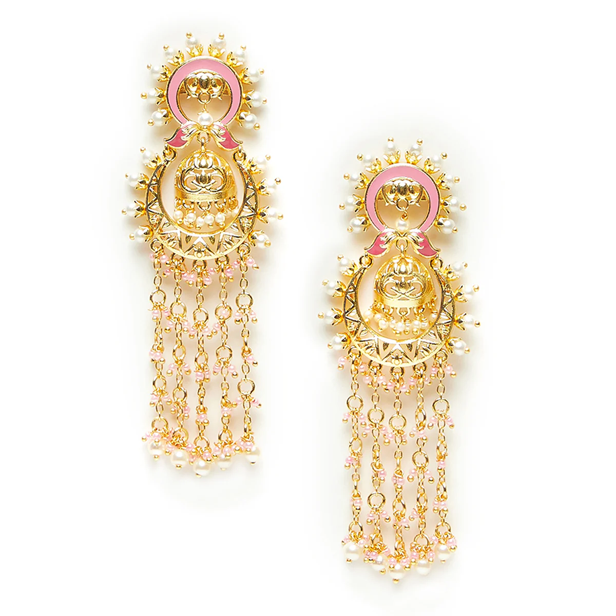 Shwet Kamal Filigree Design Gold Plated Faux Pearls Embellished Drop Earrings - Image 3