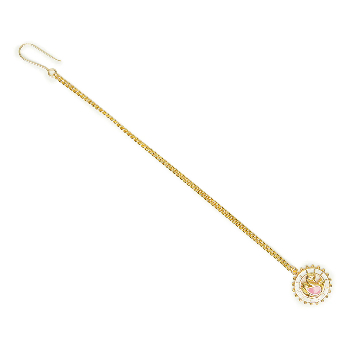 Shwet Kamal Yellow Gold Plated Lightly Embellished Maang Tika - Image 4