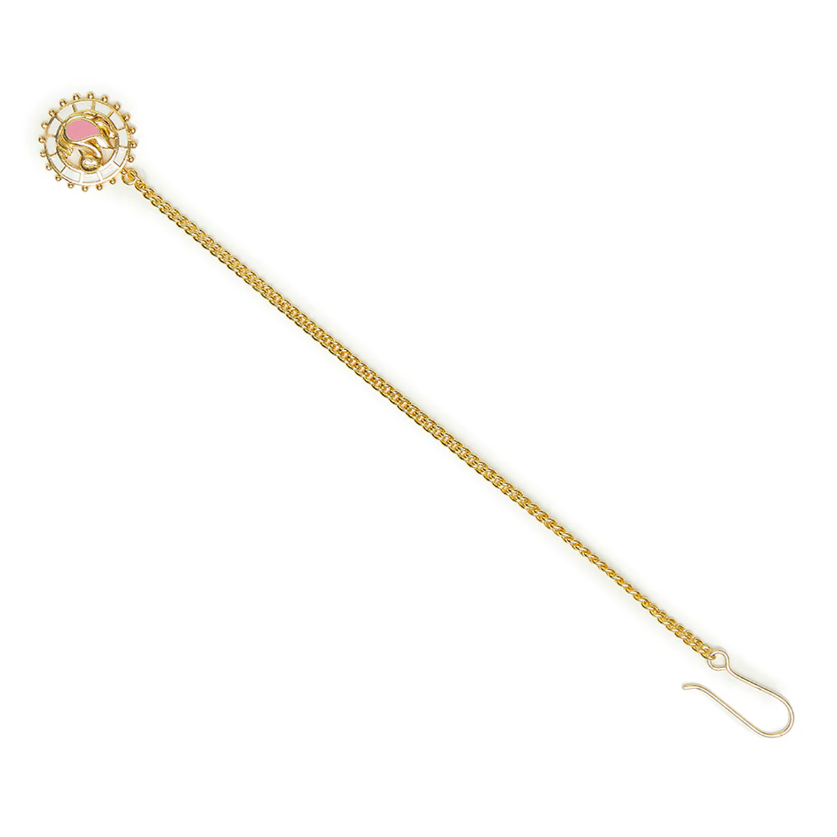 Shwet Kamal Yellow Gold Plated Lightly Embellished Maang Tika - Image 5