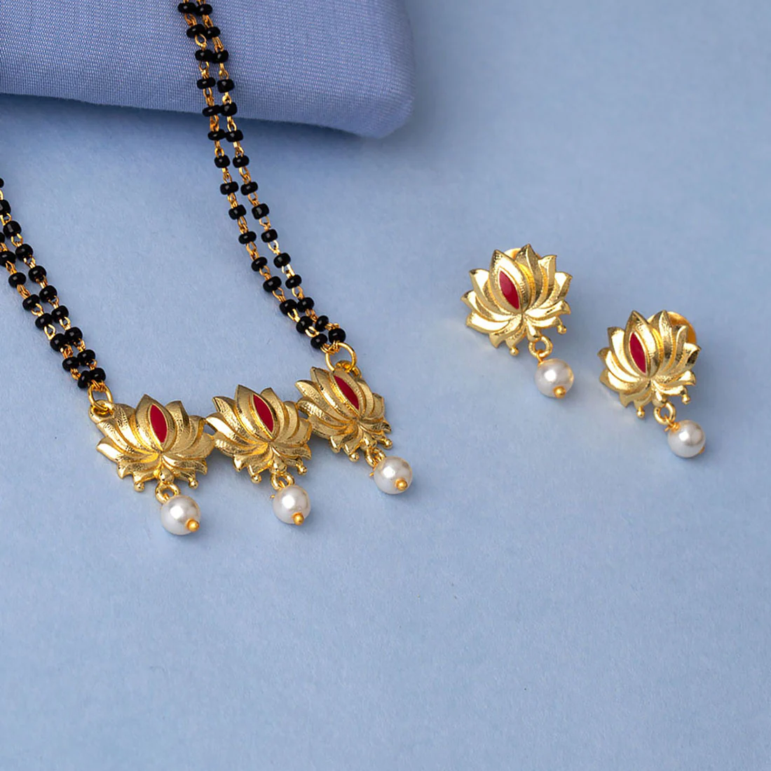 Apsara Yellow Gold Plated Mangalsutra Set