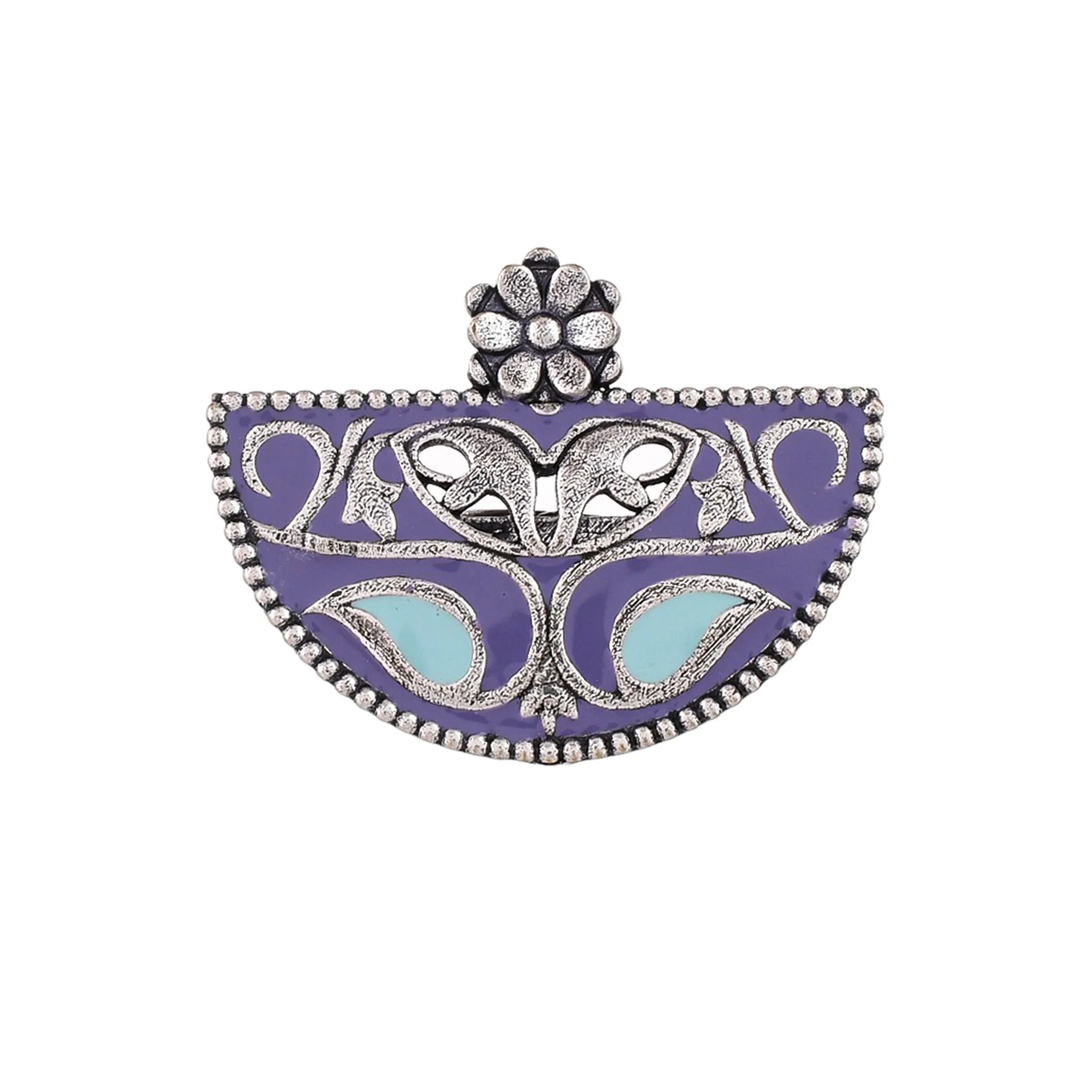 Arabian Nights Adjustable Oxidised Plated Enamelled Brass Ring - Image 4