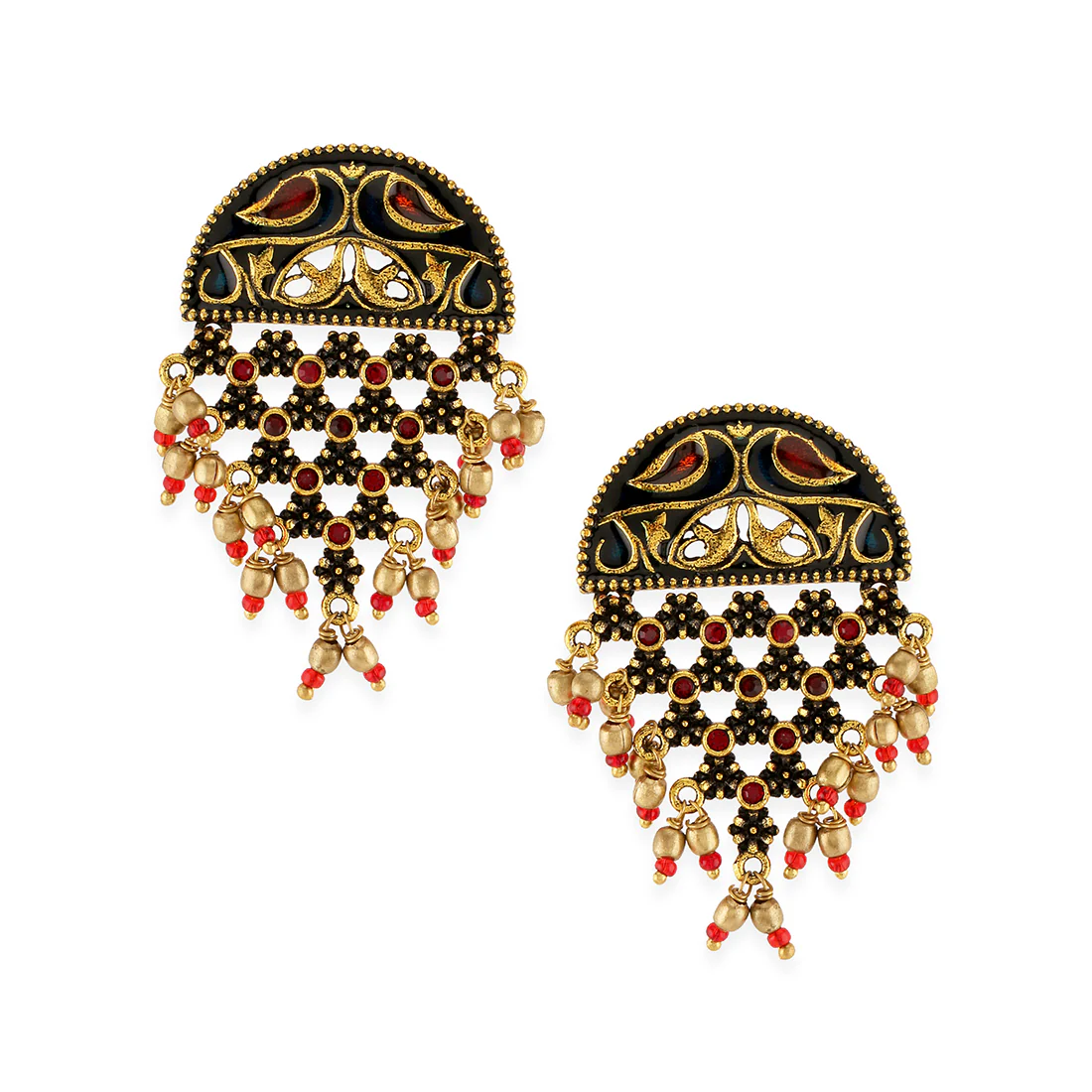 Arabian Nights Antique Gold Round Brass Jewellery Set - Image 5