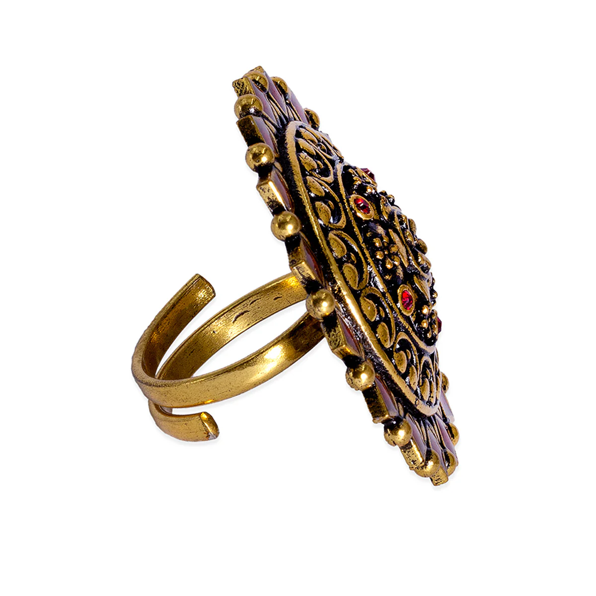 Arabian Nights Antique Gold Round Brass Rings - Image 3