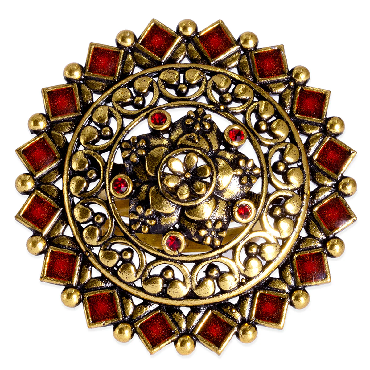 Arabian Nights Antique Gold Round Brass Rings - Image 4