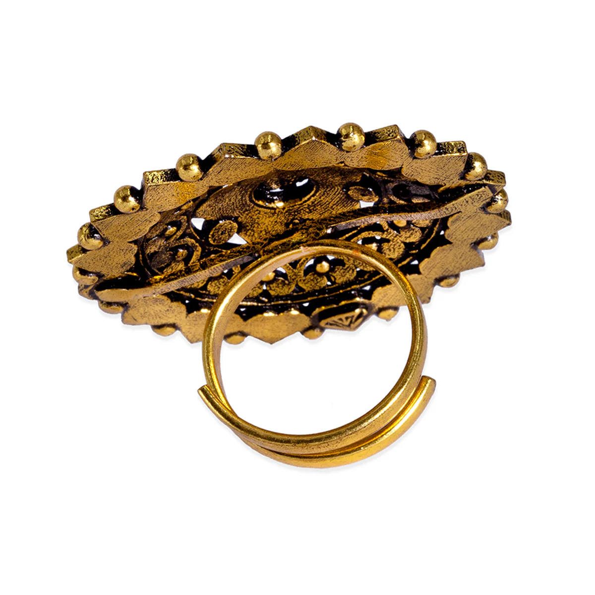 Arabian Nights Antique Gold Round Brass Rings - Image 5