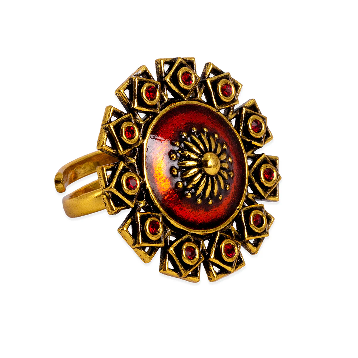 Arabian Nights Antique Gold Round Brass Rings - Image 3