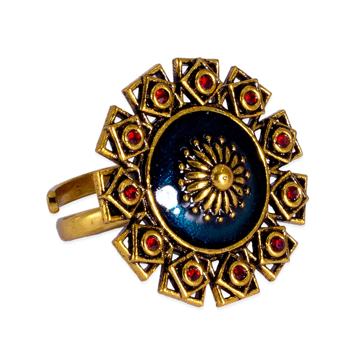 Arabian Nights Antique Gold Round Brass Rings - Image 3