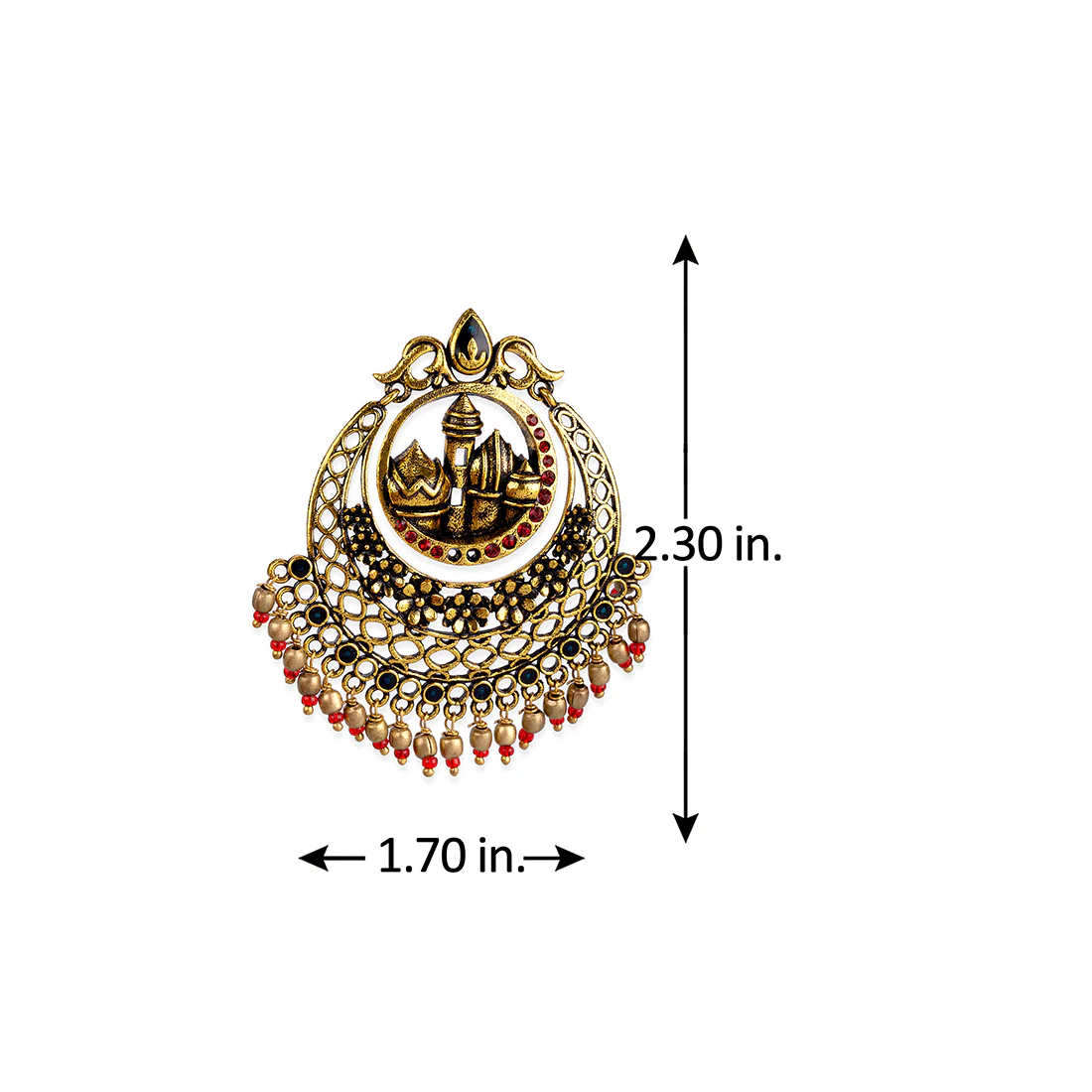 Arabian Nights Antique Golden Brass Jhumka Earrings - Image 5