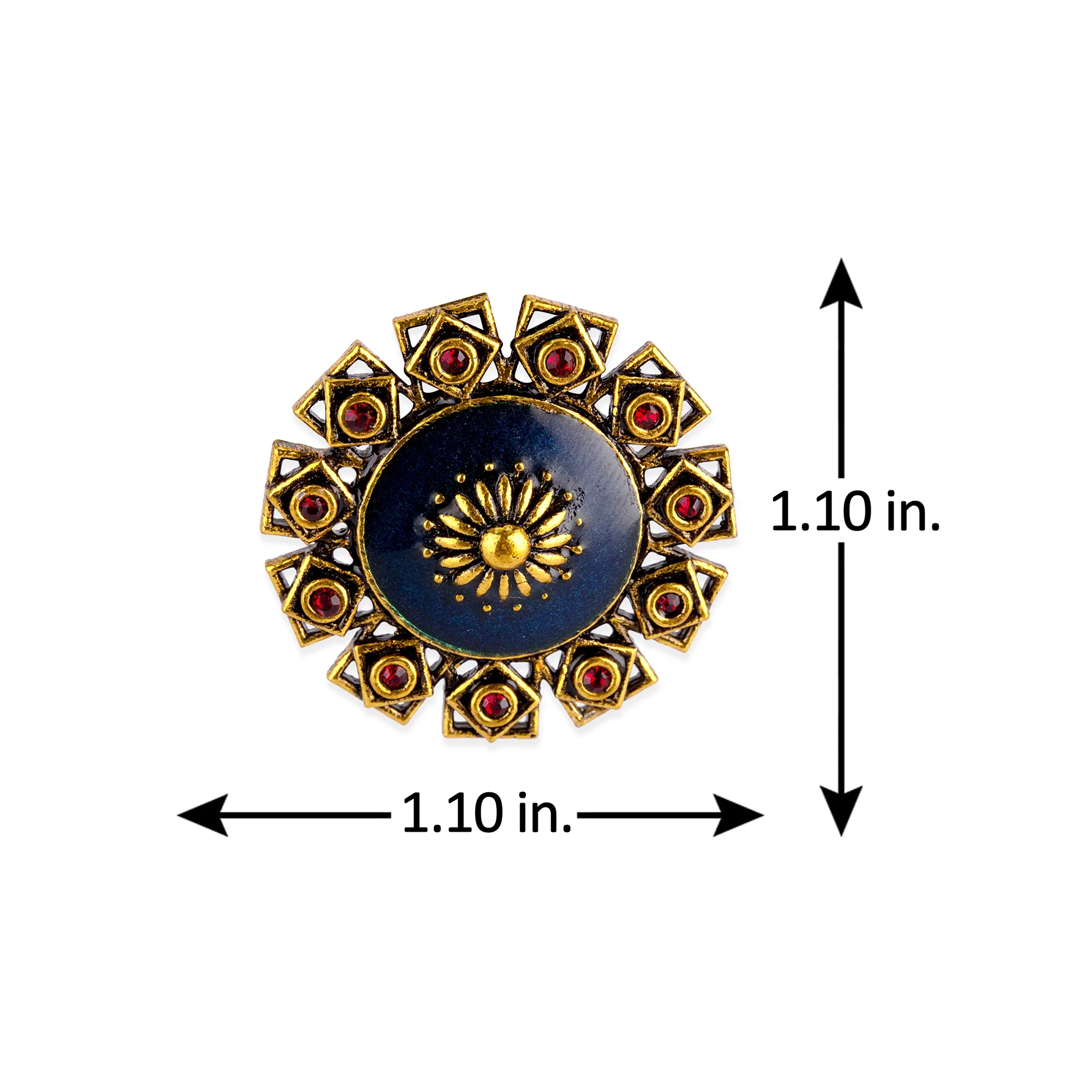 Arabian Nights Antique Golden Brass Stud Earrings - Image 5