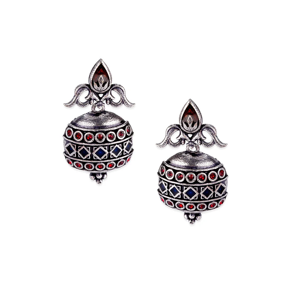 Arabian Nights Antique Lamp Designed Silver Brass Earrings - Image 3