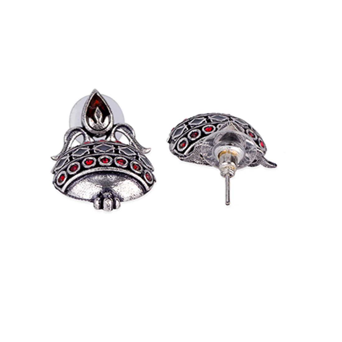 Arabian Nights Antique Lamp Designed Silver Brass Earrings - Image 4