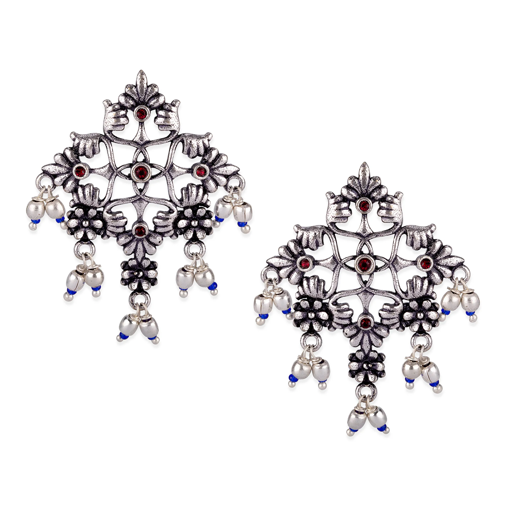 Arabian Nights Antique Oxidized Silver Brass Earrings - Image 3