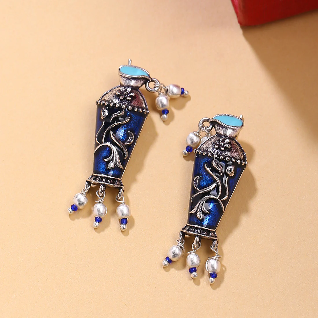 Arabian Nights Antique Silver Brass Earrings
