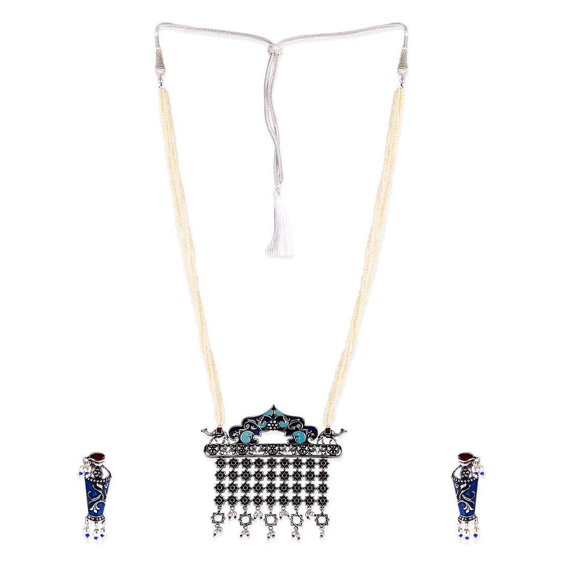 Arabian Nights Antique Silver Round Brass Jewellery Set - Image 4