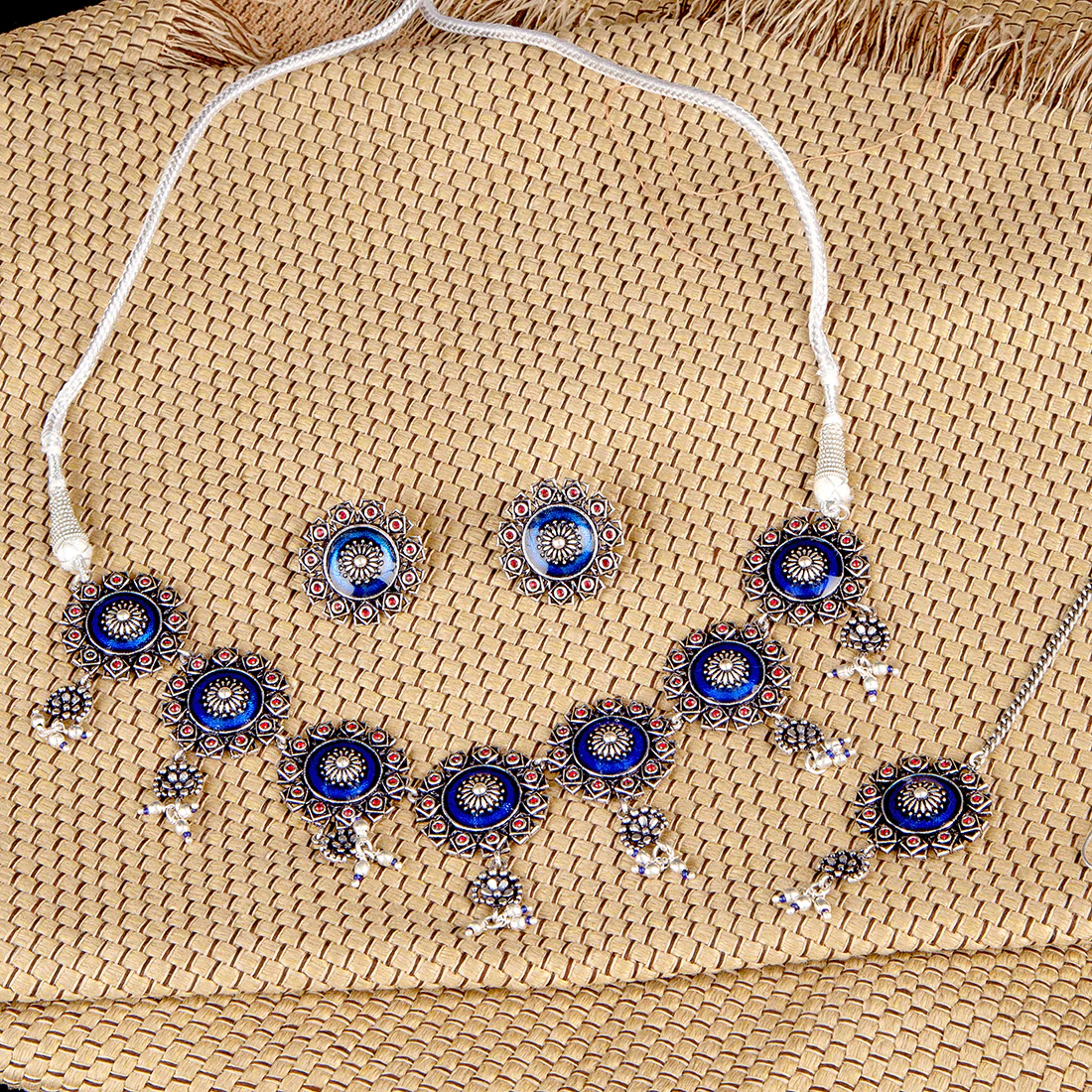 Arabian Nights Antique Silver Round Brass Jewellery Set