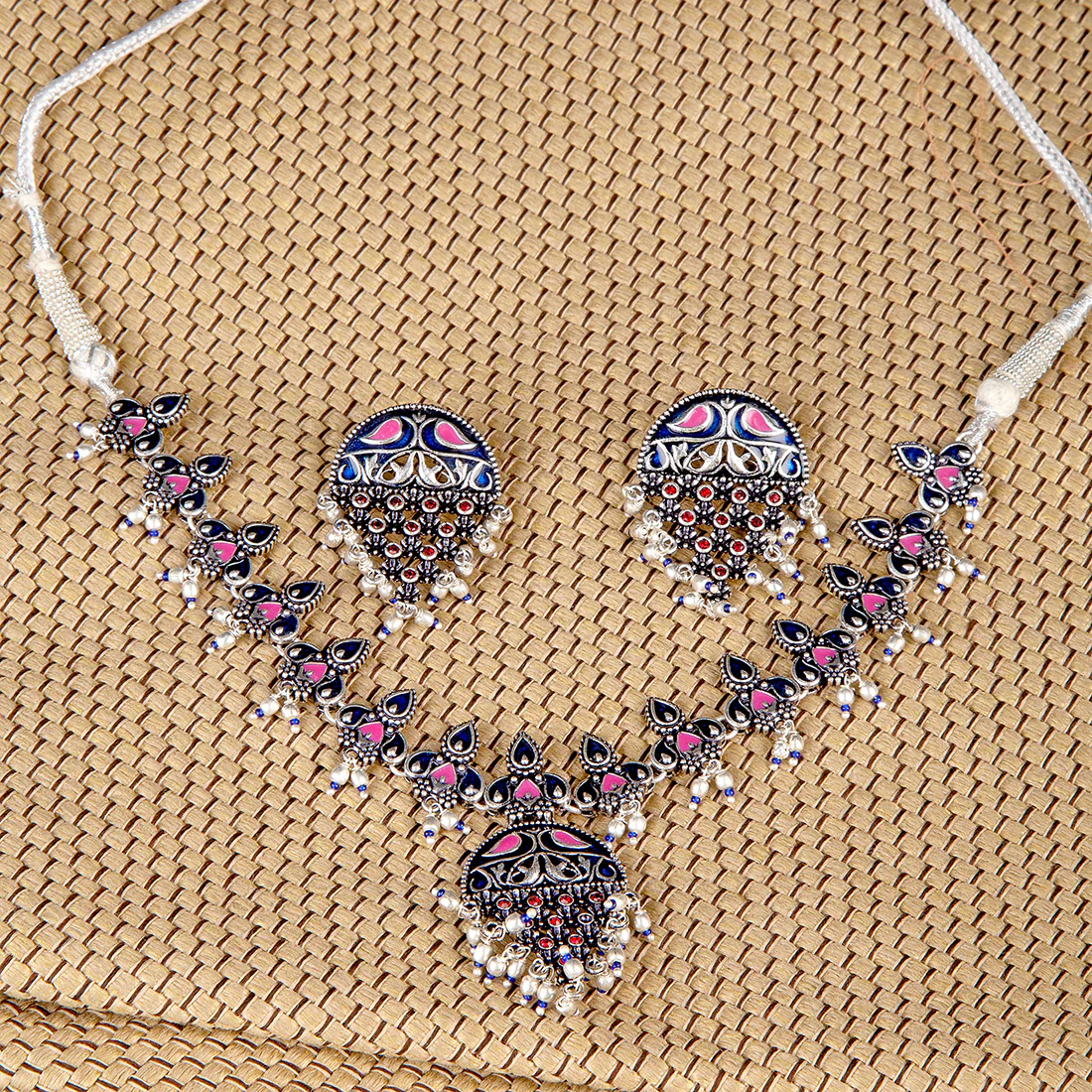 Arabian Nights Antique Silver Round Brass Jewellery Set