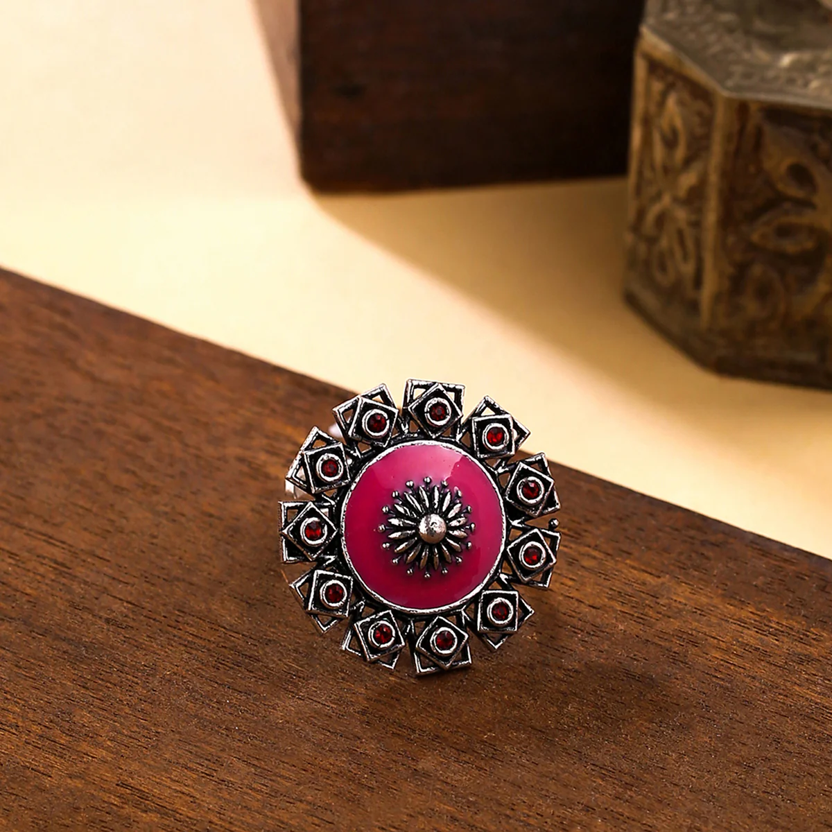 Arabian Nights Antique Silver Round Brass Rings