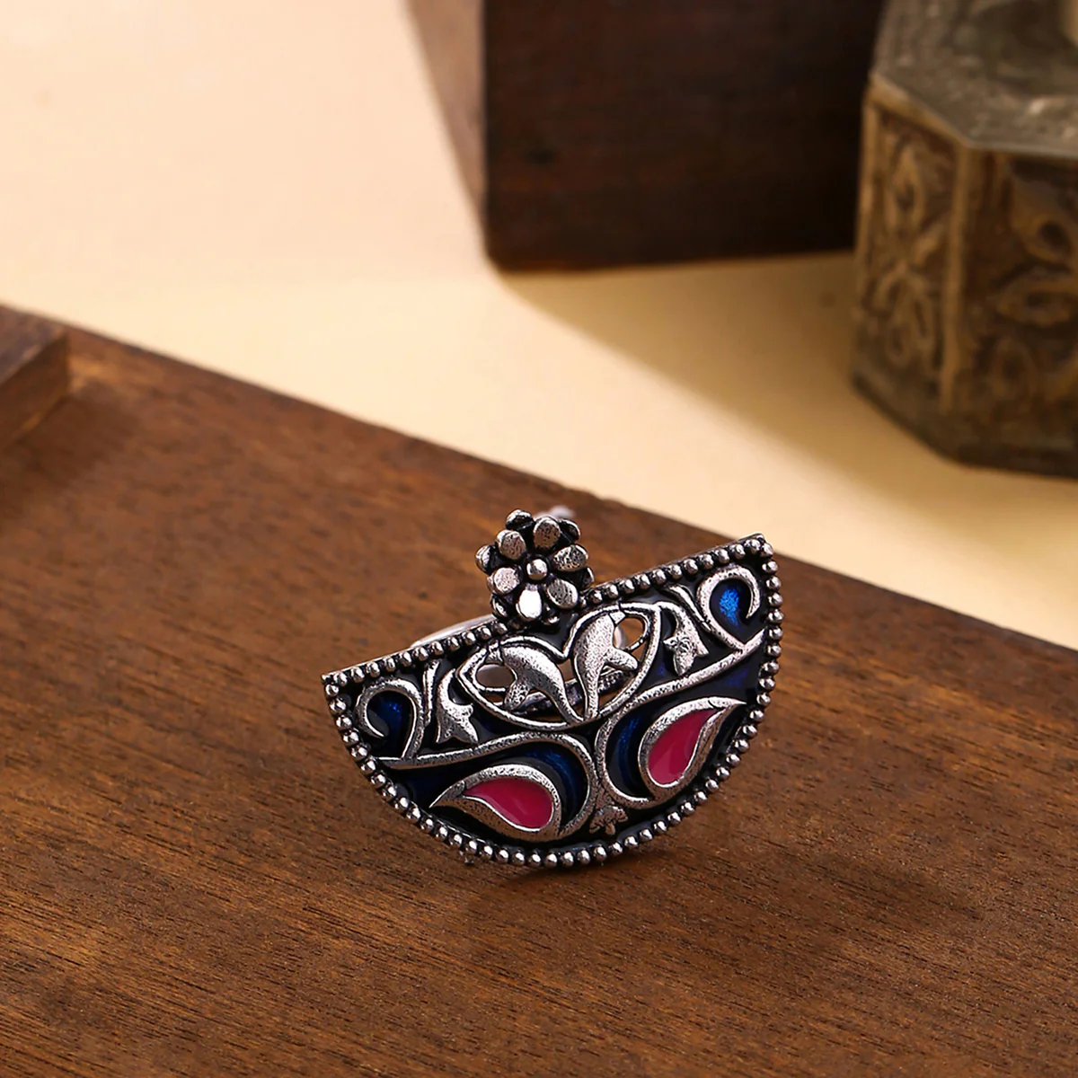 Arabian Nights Antique Silver Round Brass Rings