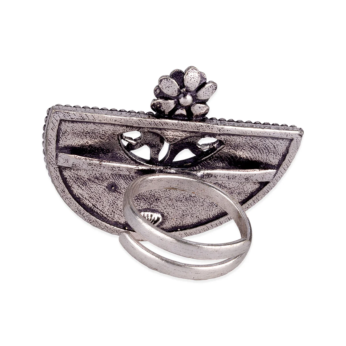 Arabian Nights Antique Silver Round Brass Rings - Image 5