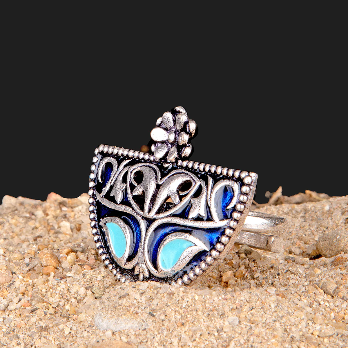 Arabian Nights Antique Silver Round Brass Rings