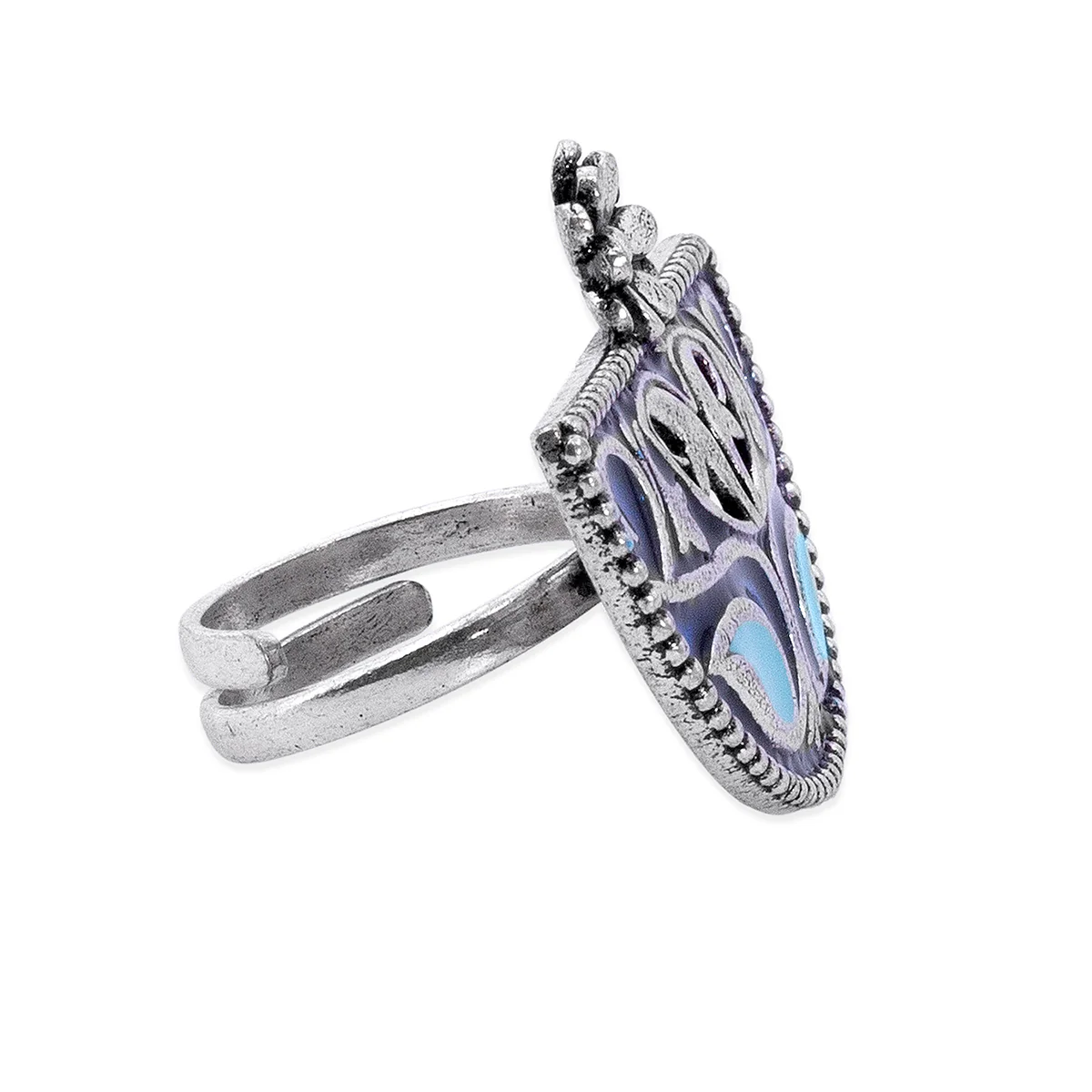 Arabian Nights Antique Silver Round Brass Rings - Image 3
