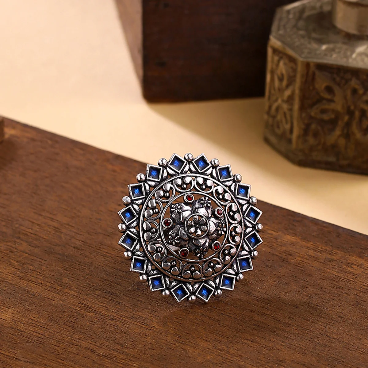 Arabian Nights Antique Silver Round Brass Rings