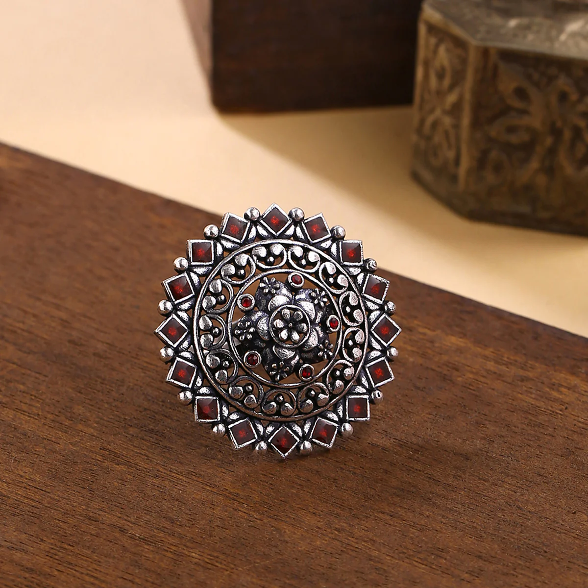 Arabian Nights Antique Silver Round Brass Rings