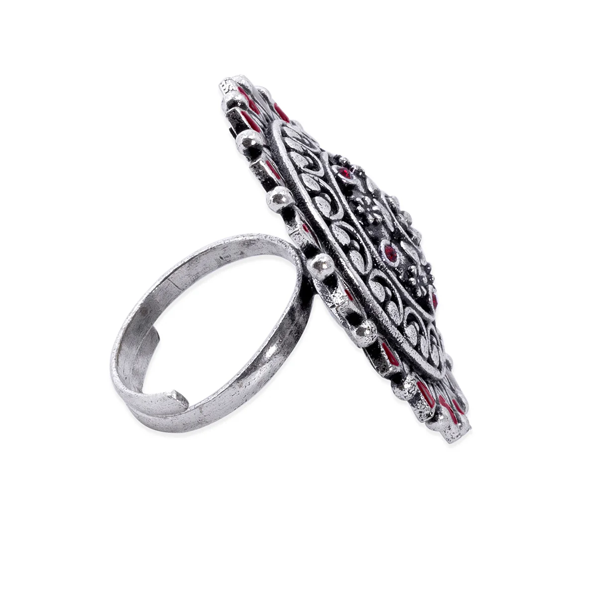 Arabian Nights Antique Silver Round Brass Rings - Image 3