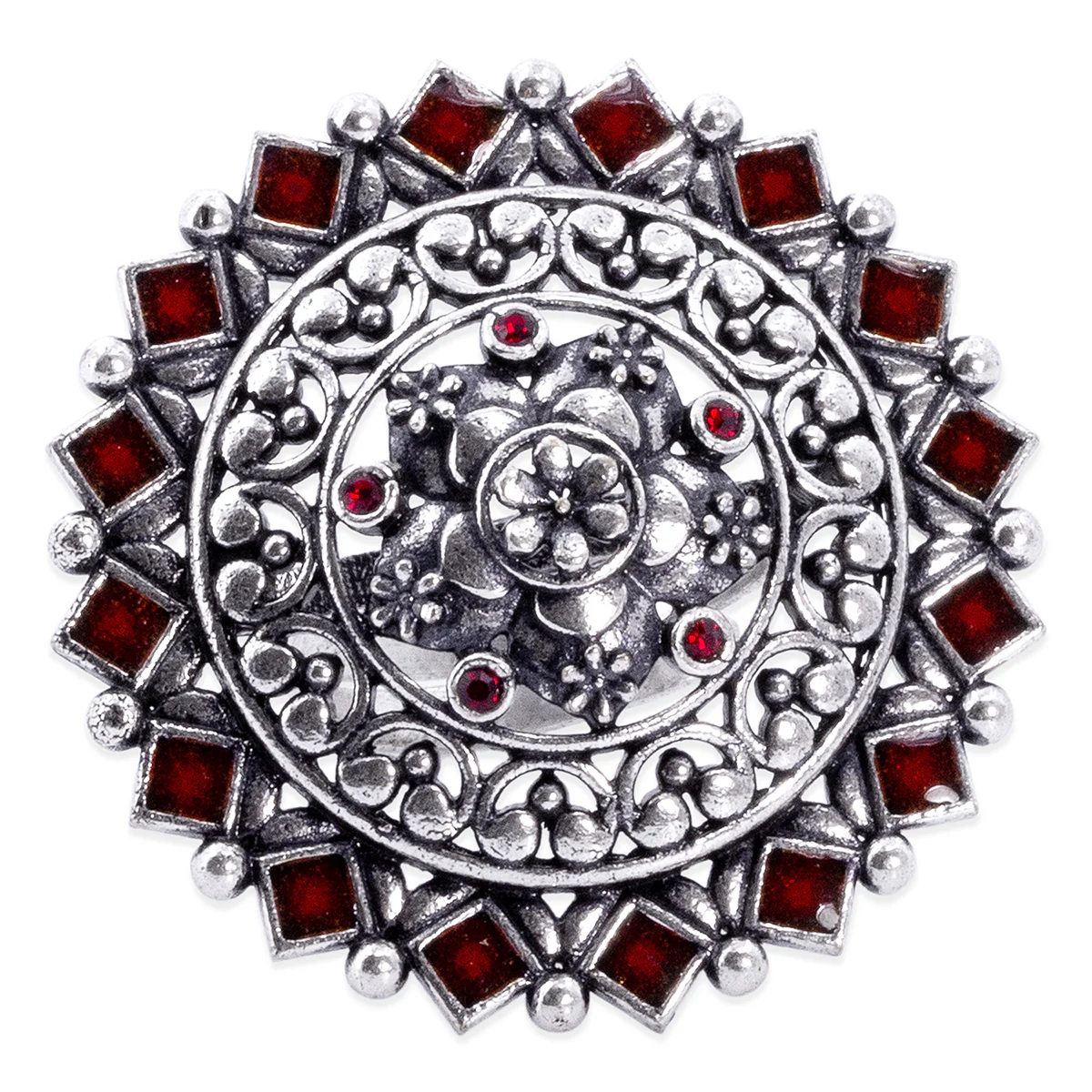 Arabian Nights Antique Silver Round Brass Rings - Image 4