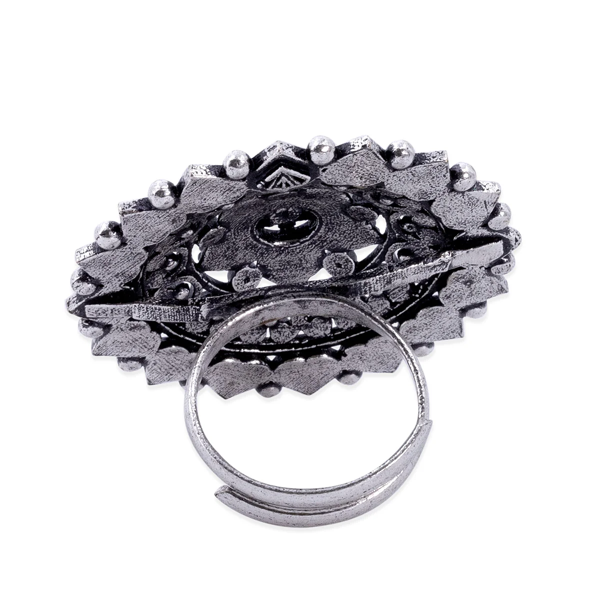 Arabian Nights Antique Silver Round Brass Rings - Image 5
