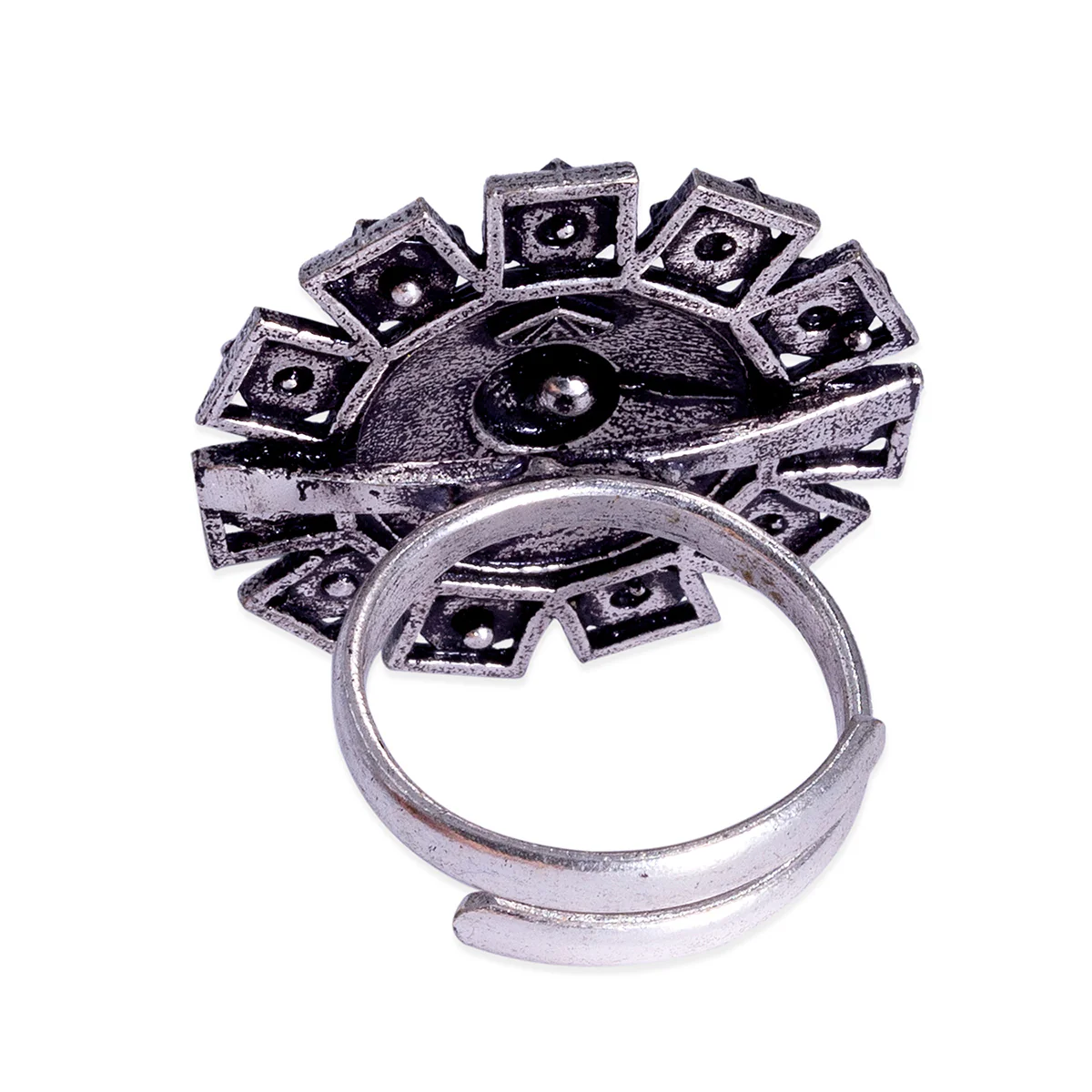 Arabian Nights Antique Silver Round Brass Rings - Image 5