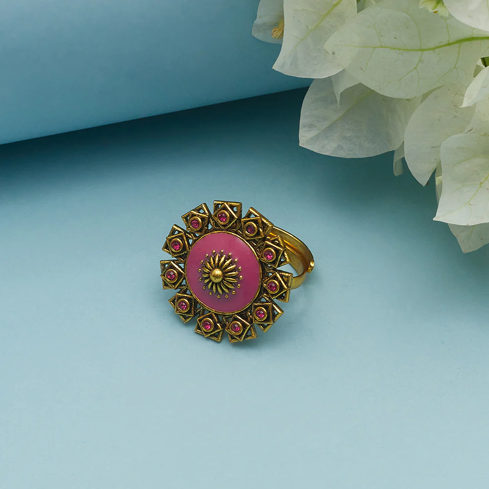 Arabian Nights Antique Style Gold Plated Brass Ring