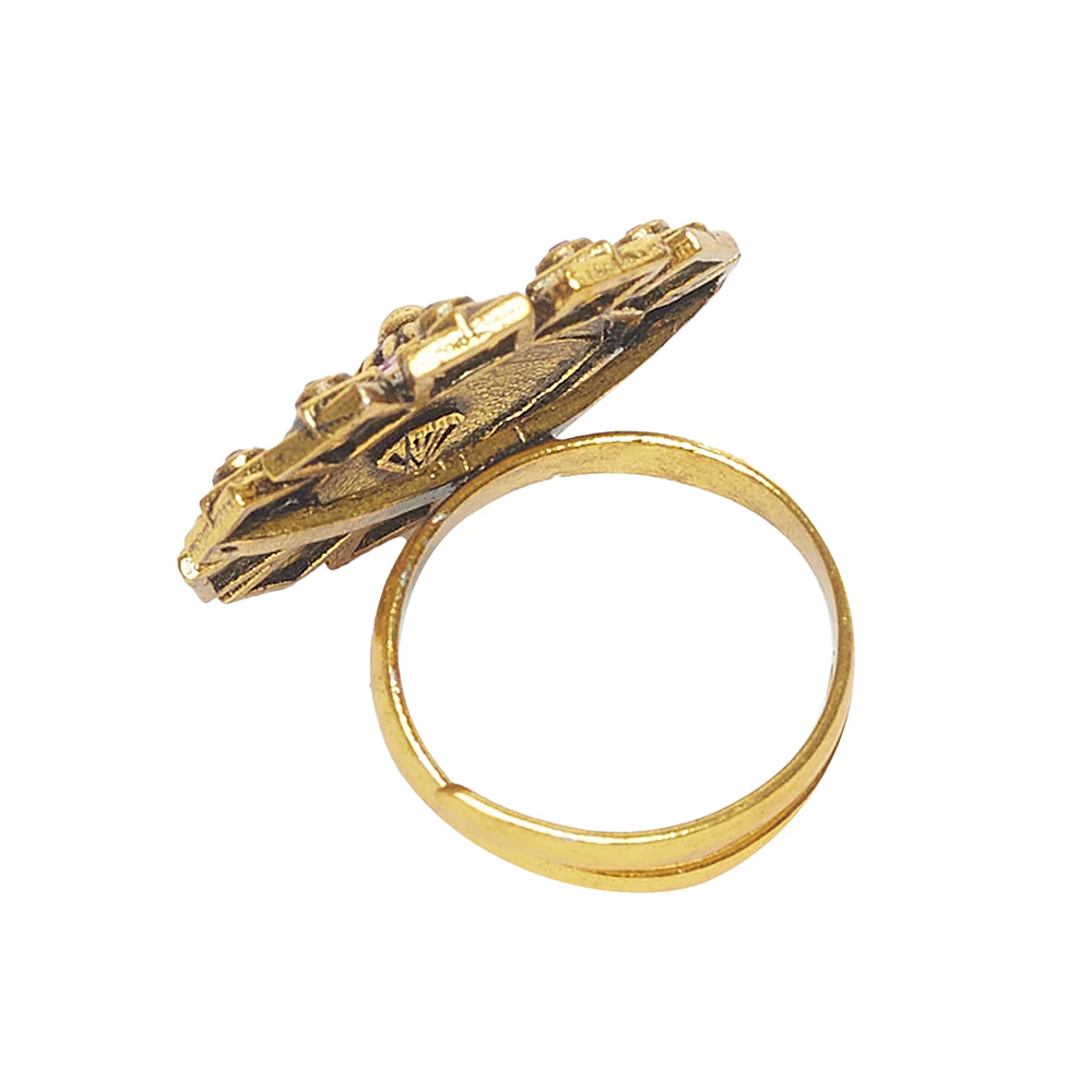 Arabian Nights Antique Style Gold Plated Brass Ring - Image 4