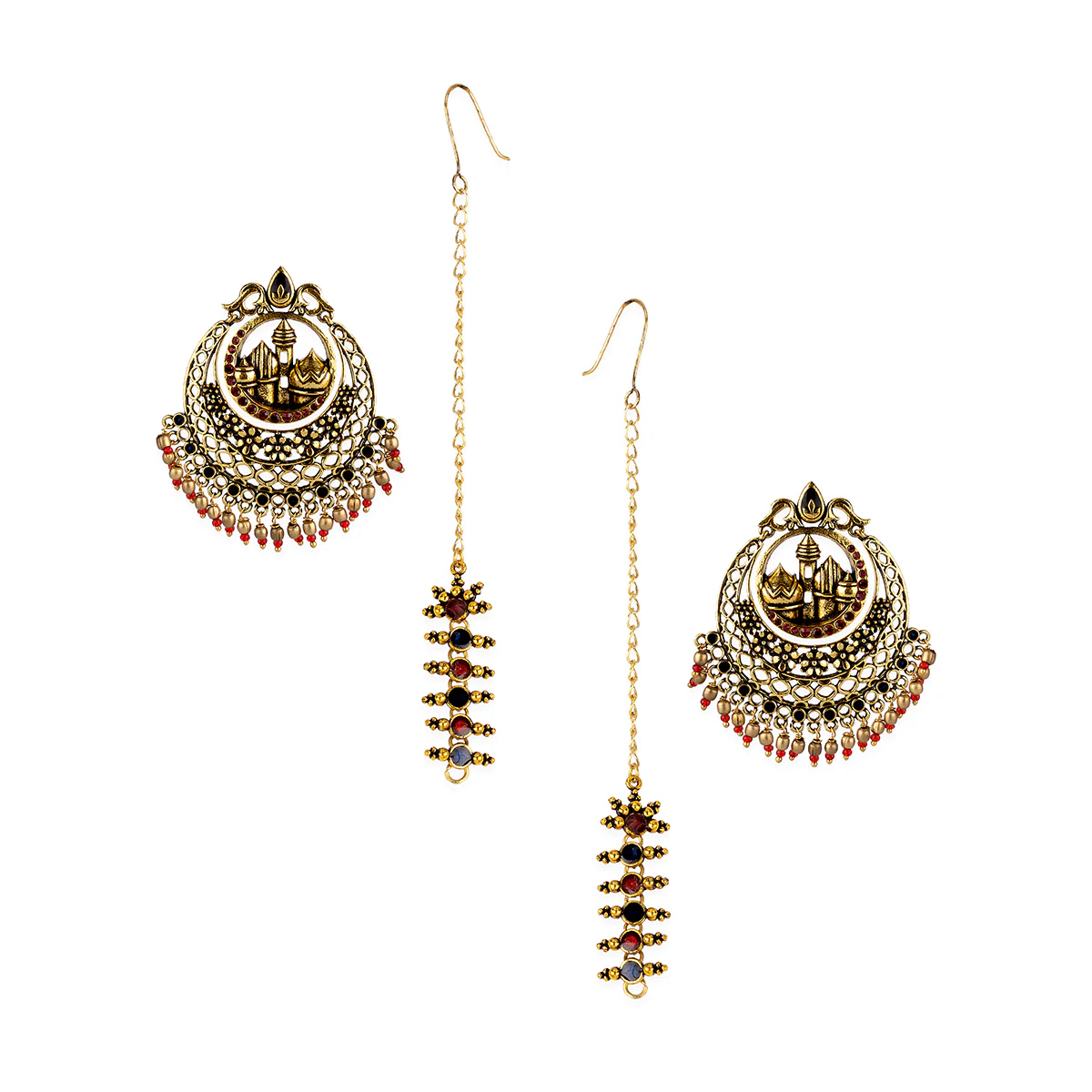 Arabian Nights Crescent Moon Antique Gold Necklace Set - Image 5