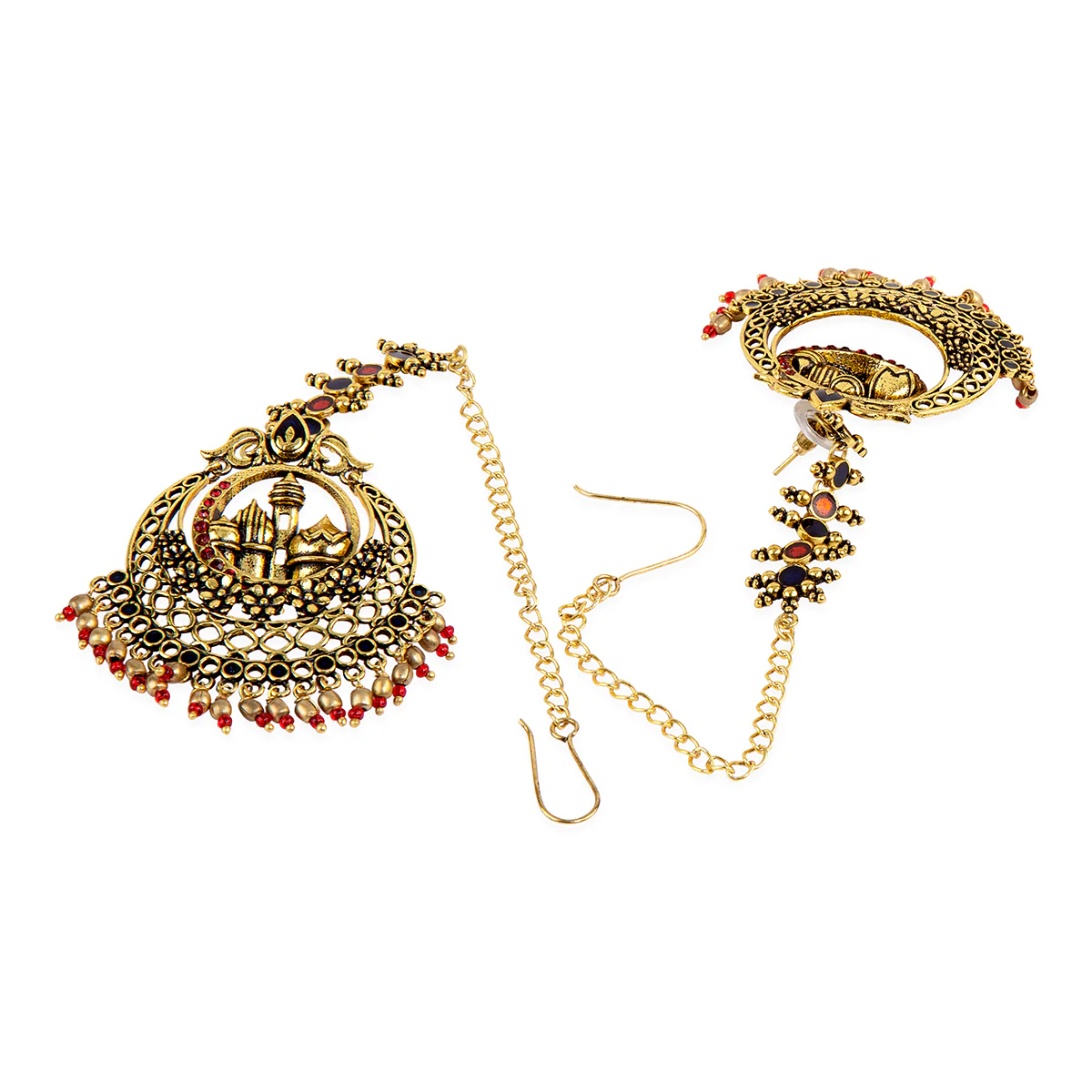 Arabian Nights Crescent Moon Antique Gold Necklace Set - Image 6