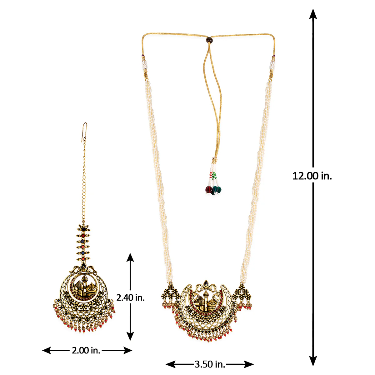 Arabian Nights Crescent Moon Antique Gold Necklace Set - Image 7