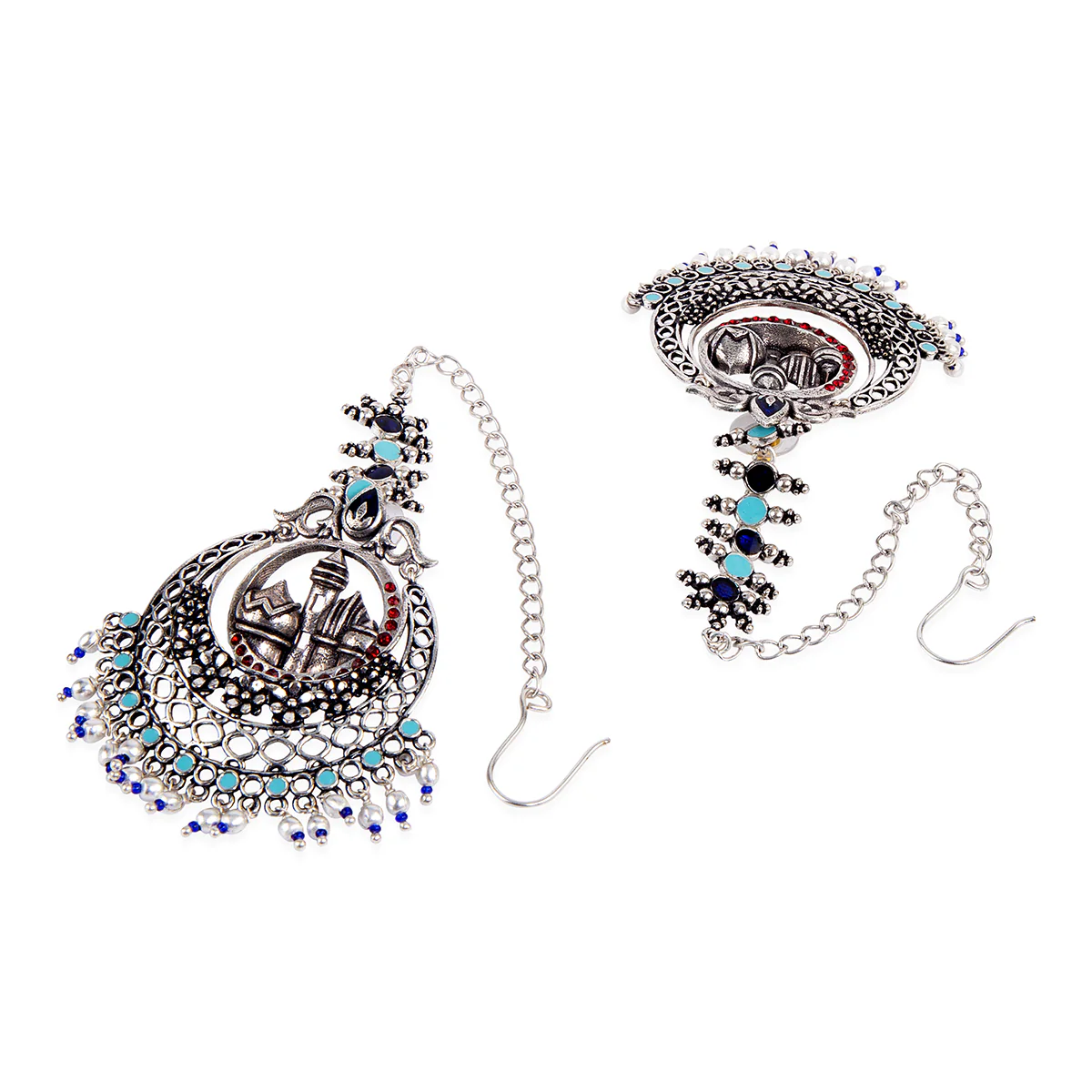 Arabian Nights Crescent Moon Oxidized Necklace Set - Image 6
