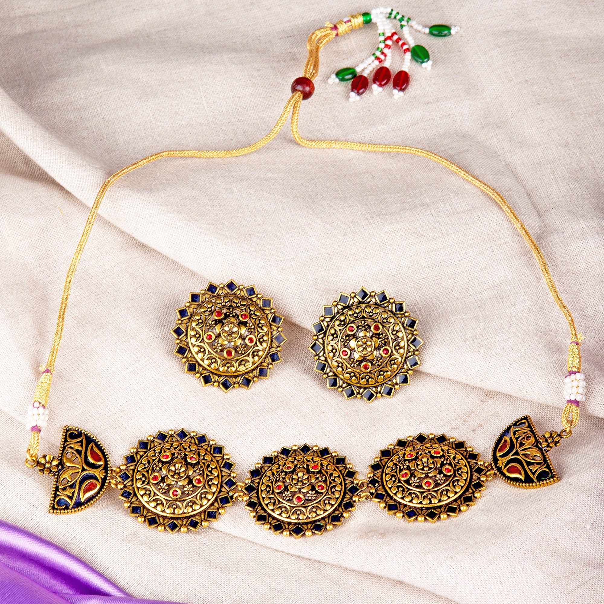 Arabian Nights Round Brass Necklace Sets