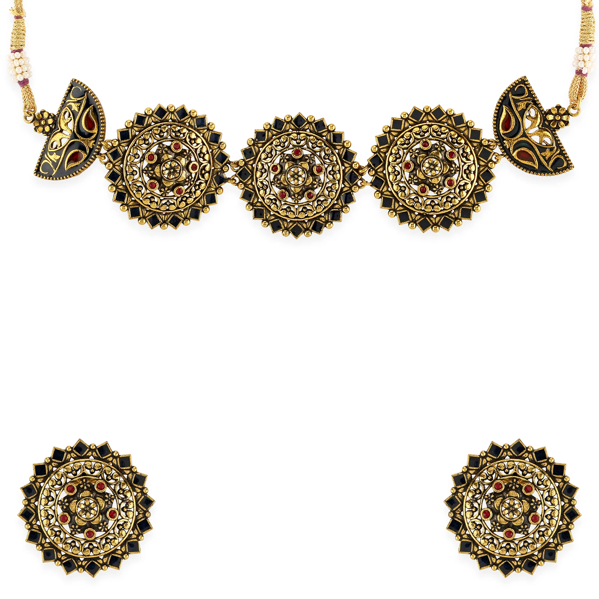 Arabian Nights Round Brass Necklace Sets - Image 3