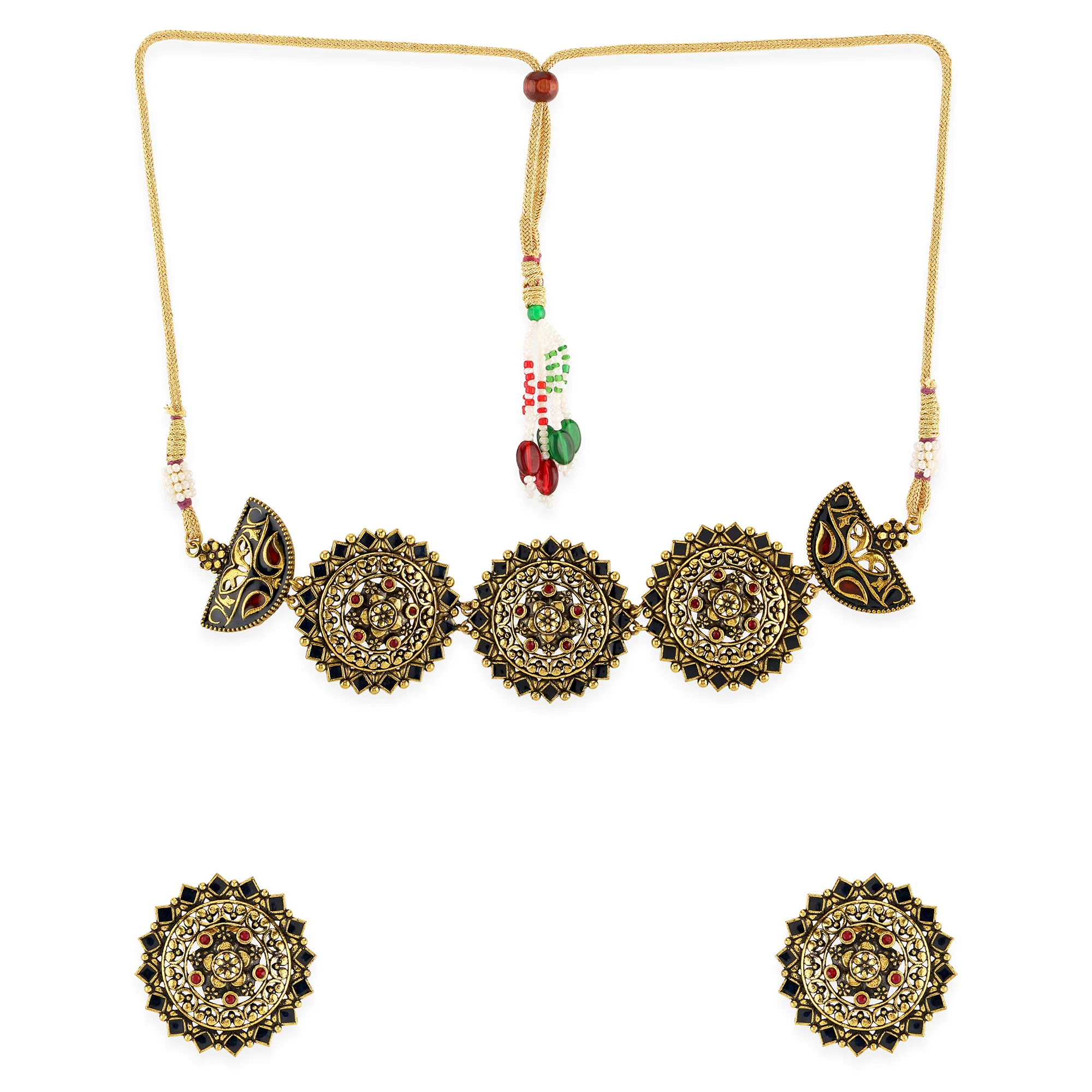 Arabian Nights Round Brass Necklace Sets - Image 4