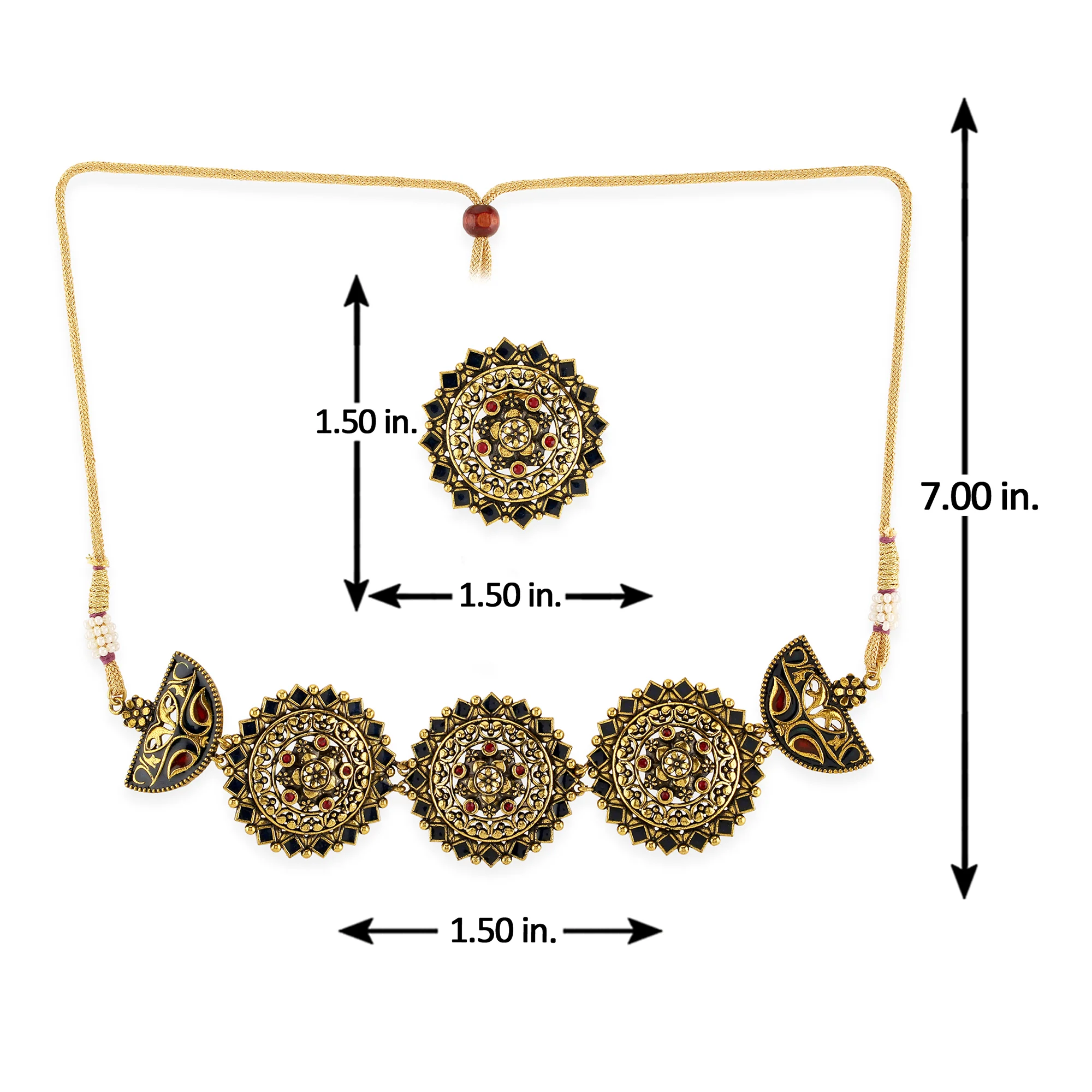 Arabian Nights Round Brass Necklace Sets - Image 7