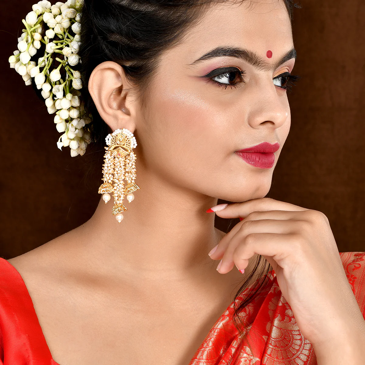 Aradhana Deepa Long Drop Statement Earrings - Image 2