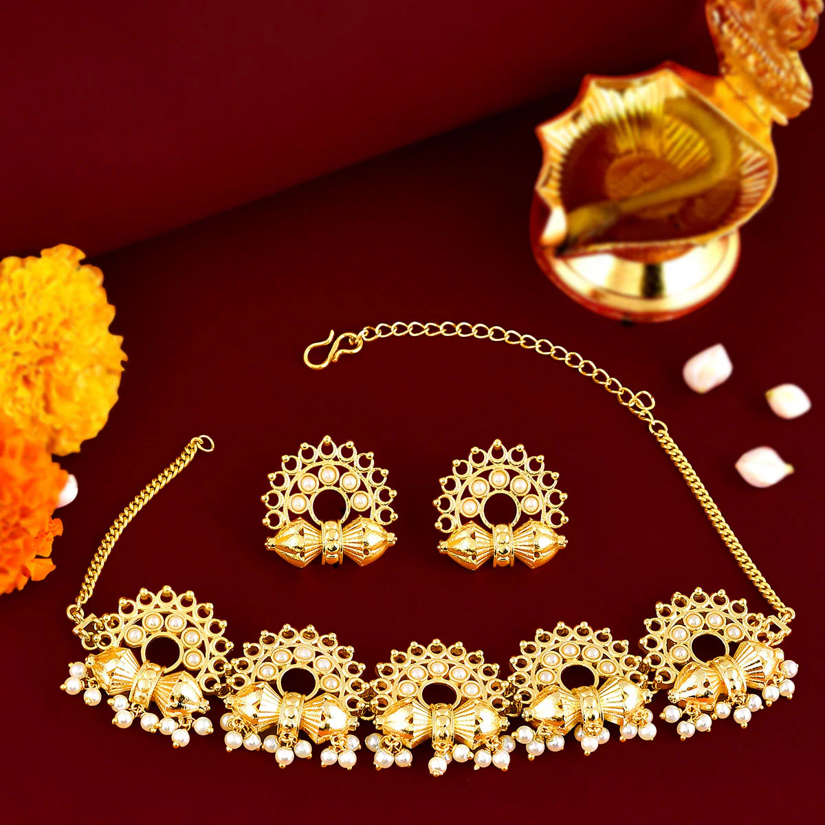 Aradhana Jyoti choker Necklace Set - Image 2