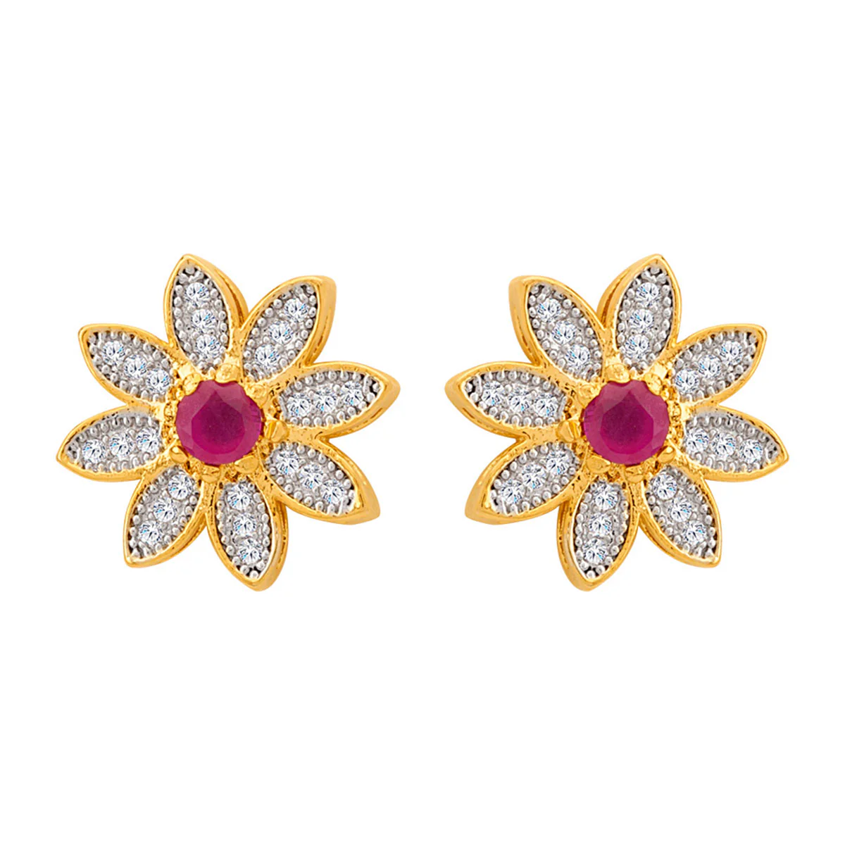 Ardhangini CZ Floral Stud Earrings - Image 3