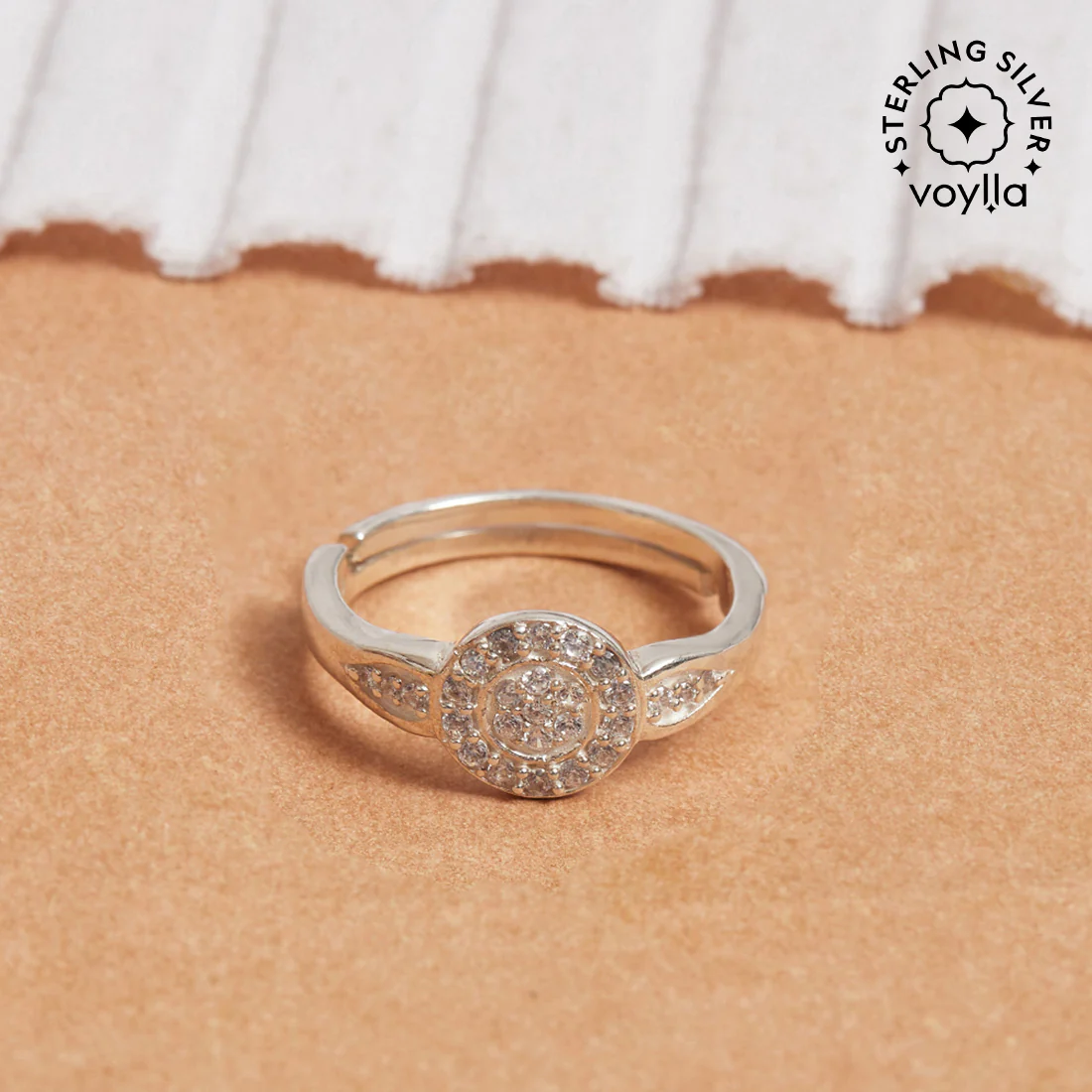 Artisan CZ Ring in 925 Sterling Silver Adjustable Band